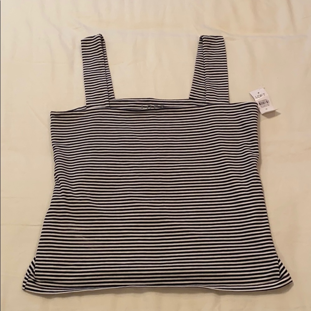 LOFT Striped Navy and White Tank Top NWT